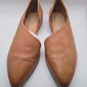 Bueno Brown Asymmetrical Leather European Pointed Toe Slip On Flats Size 40